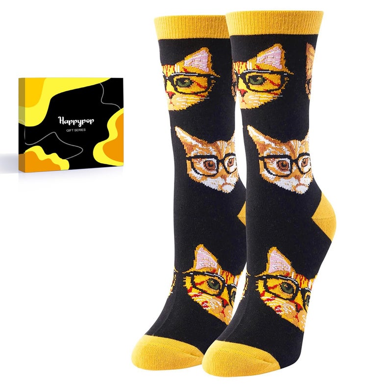 Happy Pop HAPPYPOP Cat Gifts for Women - Novelty Crazy Funny Cat Lady Gifts Socks for Mom Animal Lovers - Image 1